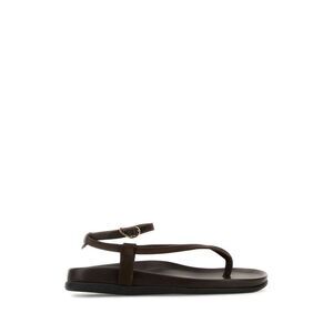 Ancient Greek Women Brown Satin Saloni Thong Sandals